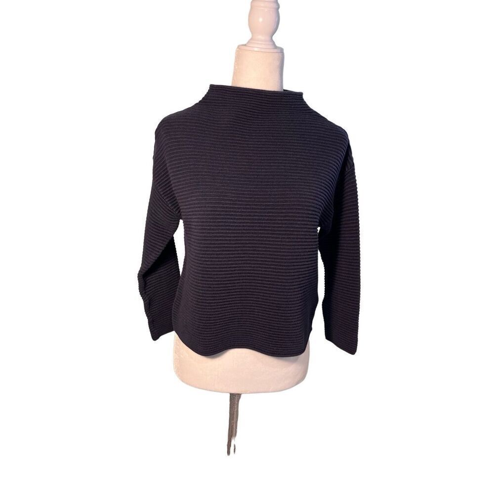 H&M Basic navy ribbed mock neck cropped sweater - S
